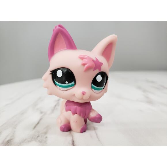 Authentic LPS‎ Littlest Pet Shop #2465 Pink Wolf Cat - Picture 1 of 5